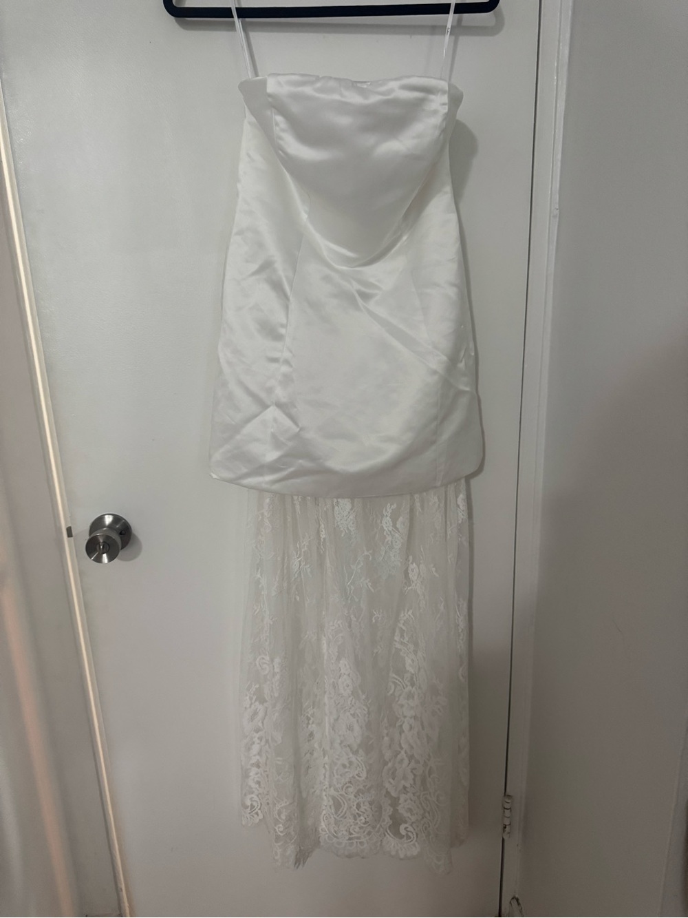 Lulu's White Satin Bodice with Lace Overlay Wedding Dress
